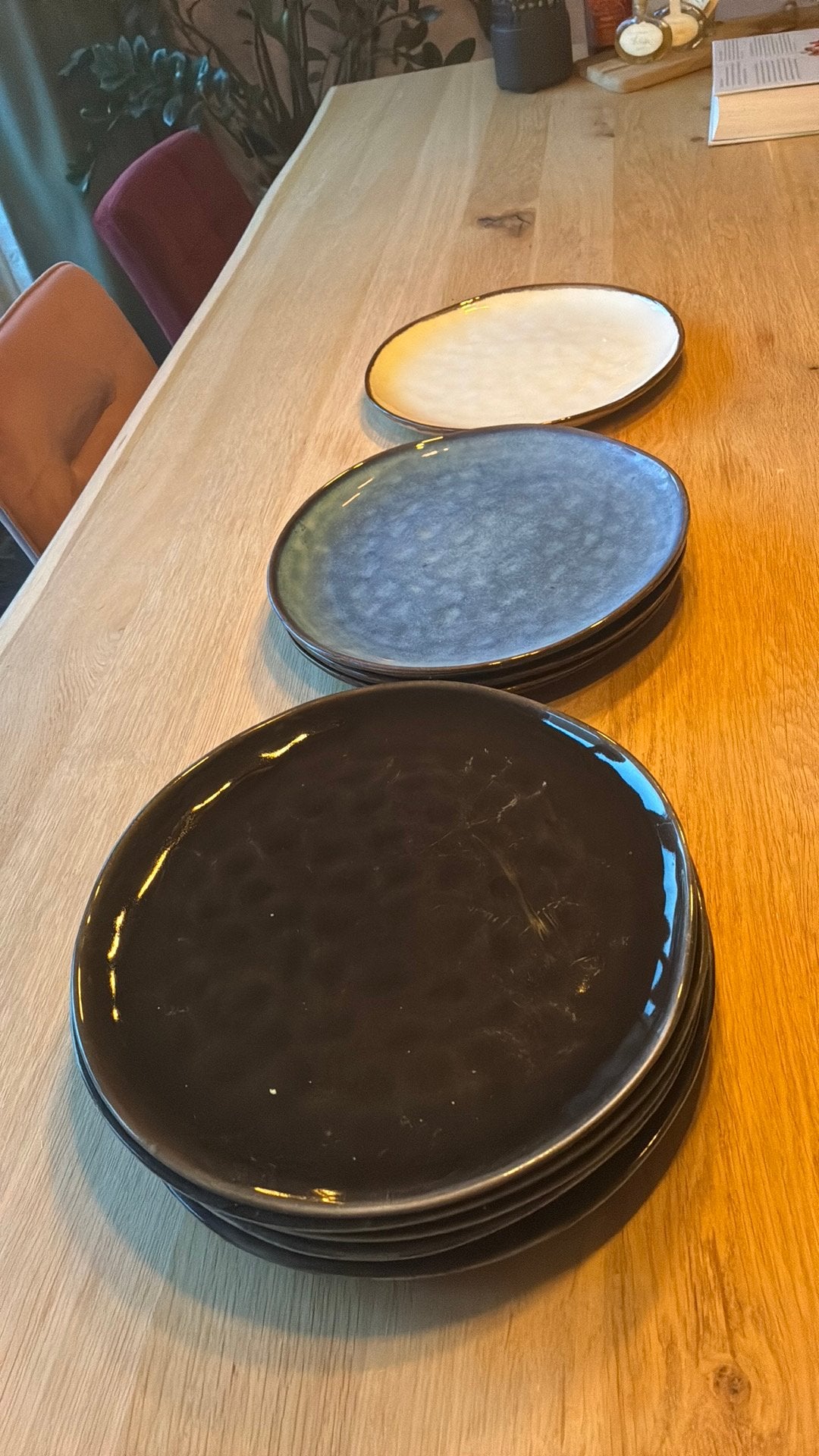 Diner borden - Toscane groot rond, Ophalen, Zo goed als nieuw, Zwart