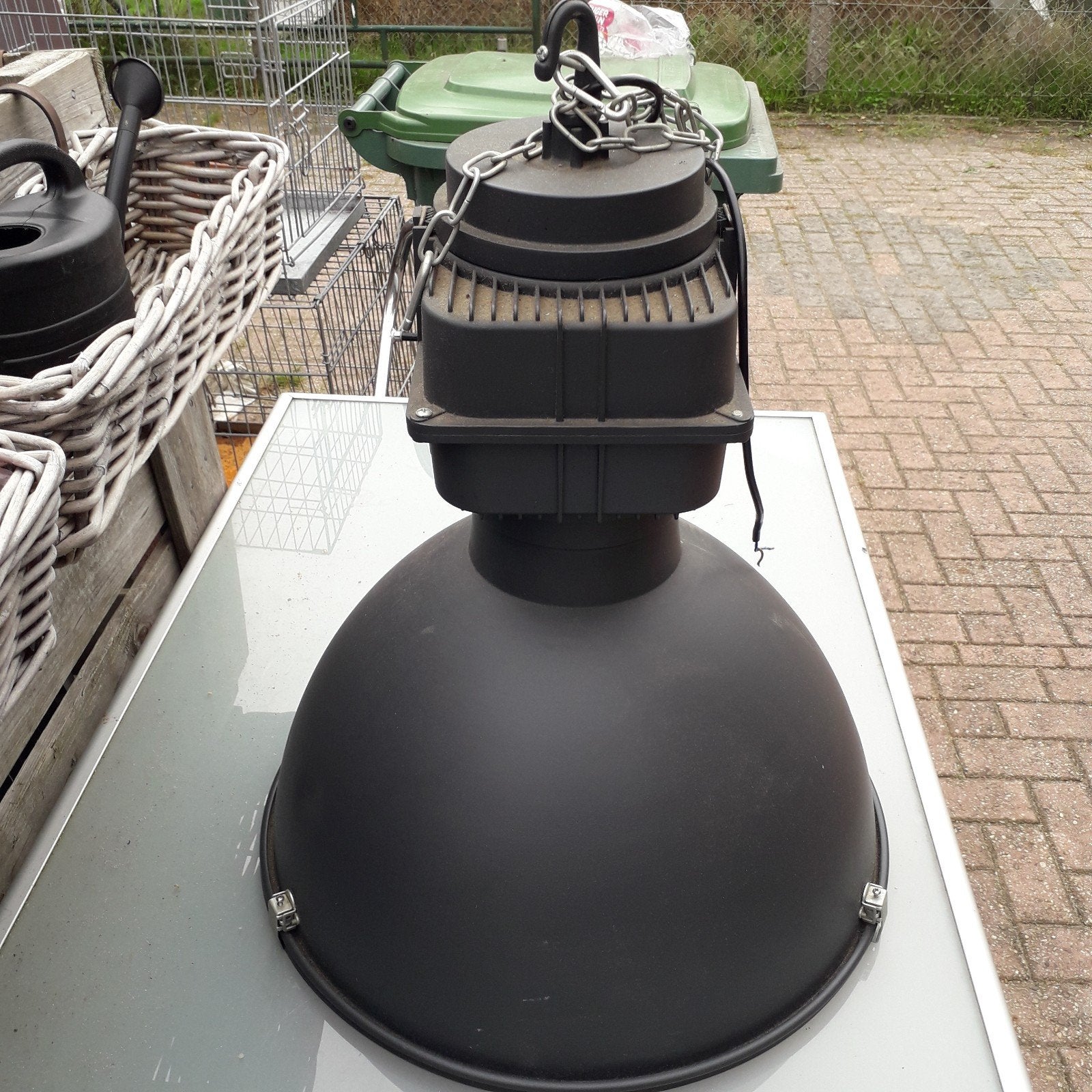 Mexlite Industriële Hanglamp met Glas - Zwart, Ophalen, Gebruikt, E27 (groot), Glas