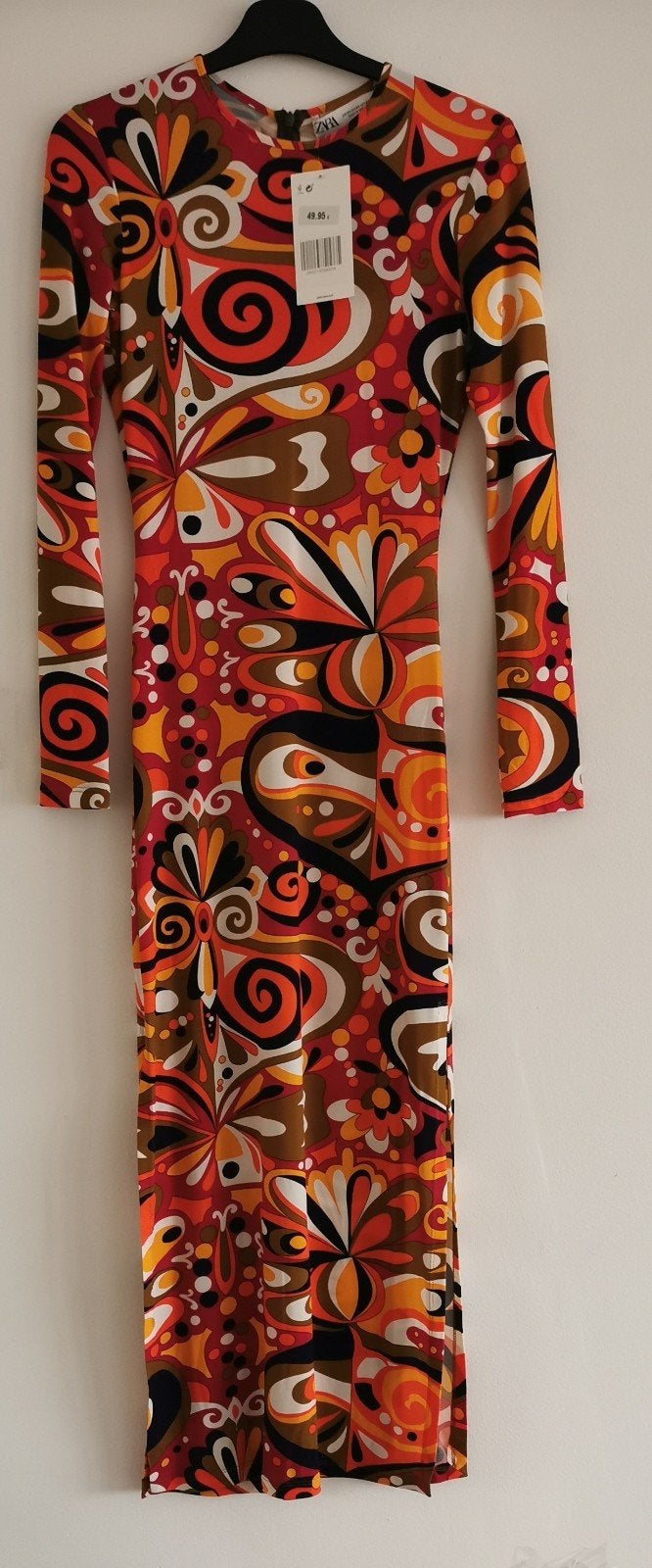 ZARA maxi jurk met print mt. XS/S, Zara, Nieuw, Maat 36 (S), Onder de knie