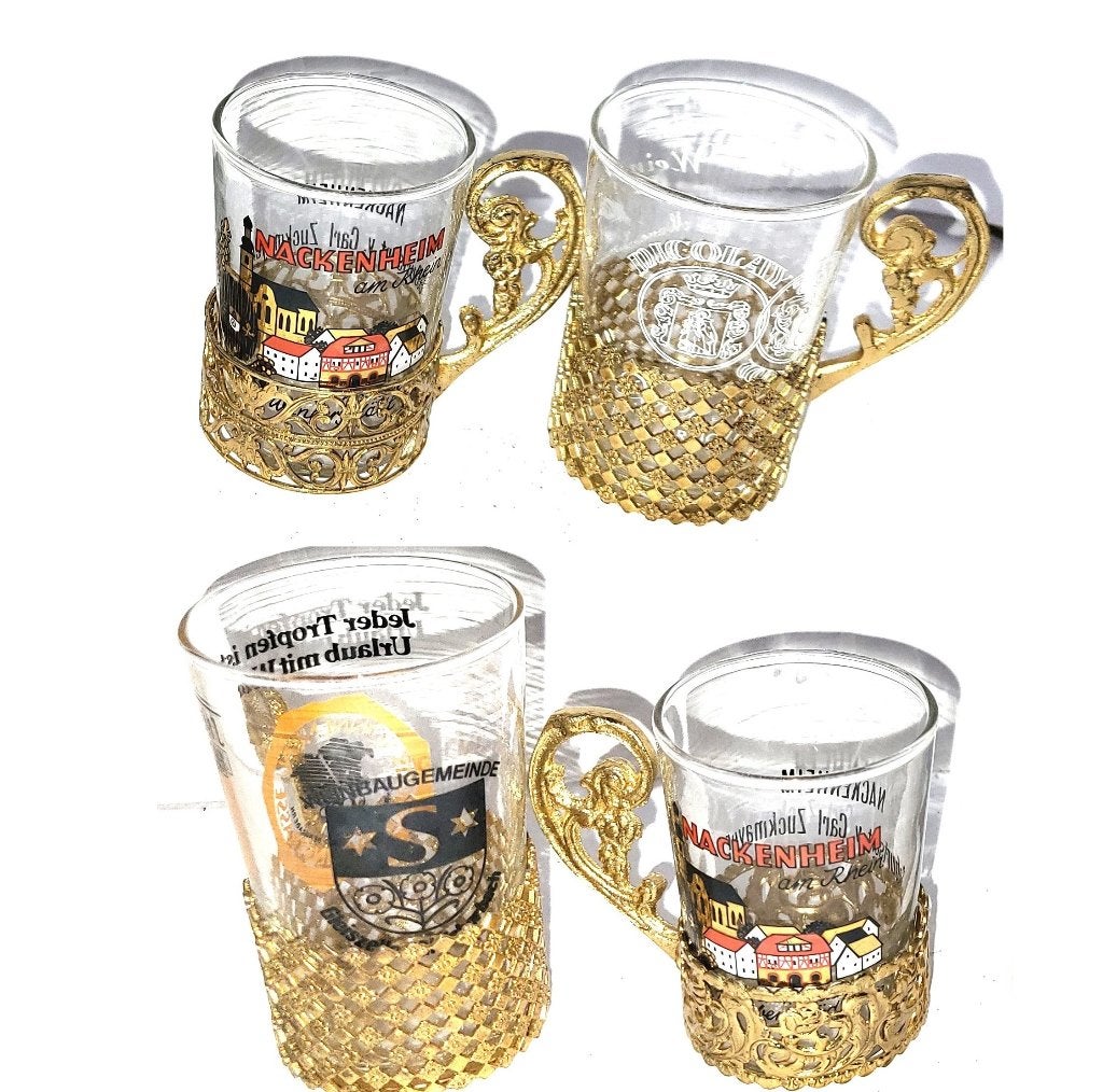 Antieke houders met glas en nog vintage glazen kopjes borden, Antiek en Kunst, Ophalen of Verzenden