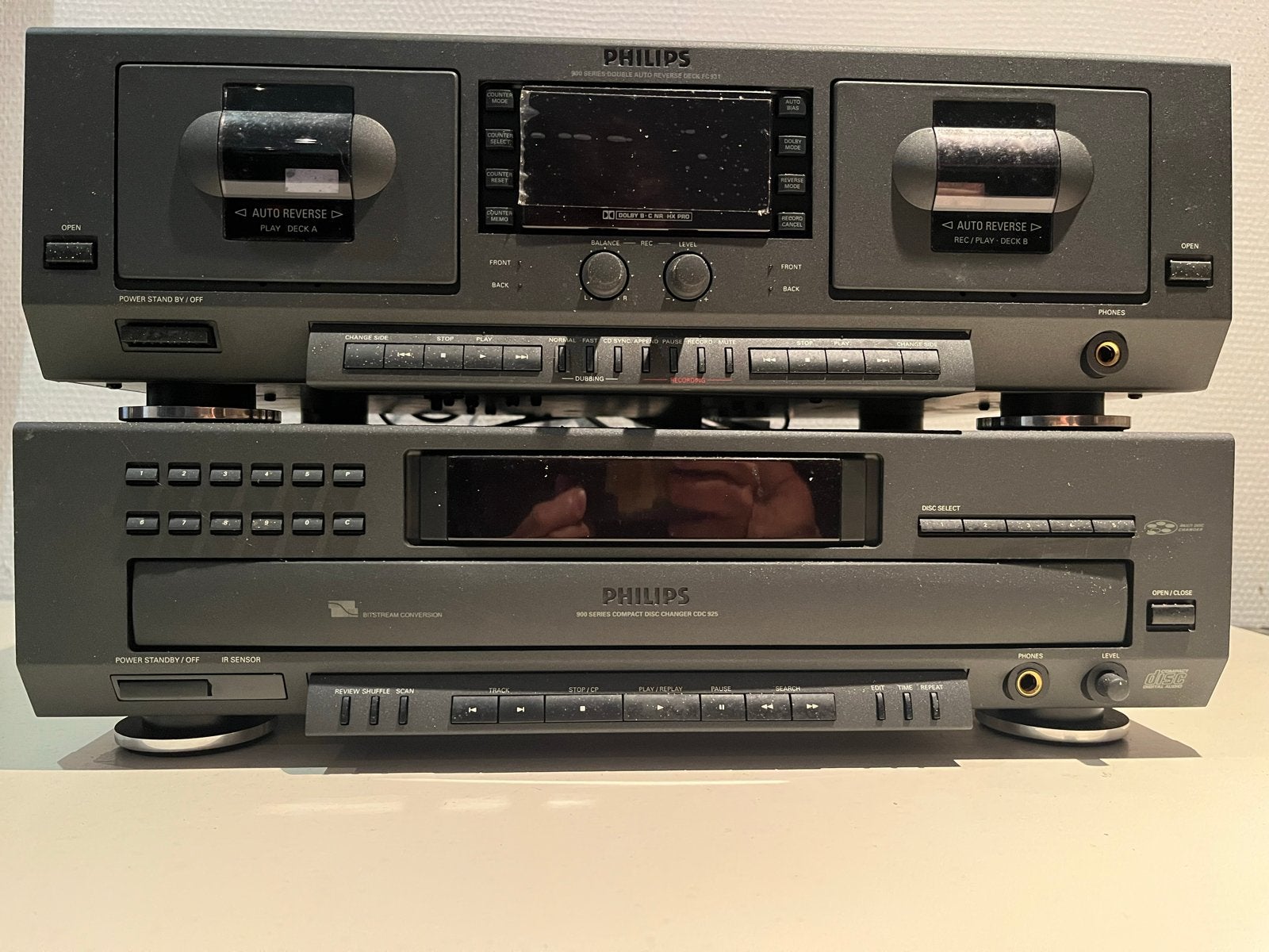 Philips CD-wisselaar CDC 925 en dubbel cassettedeck FC 931, Audio, Tv en Foto, Ophalen of Verzenden, Gebruikt, Philips, Wisselaar