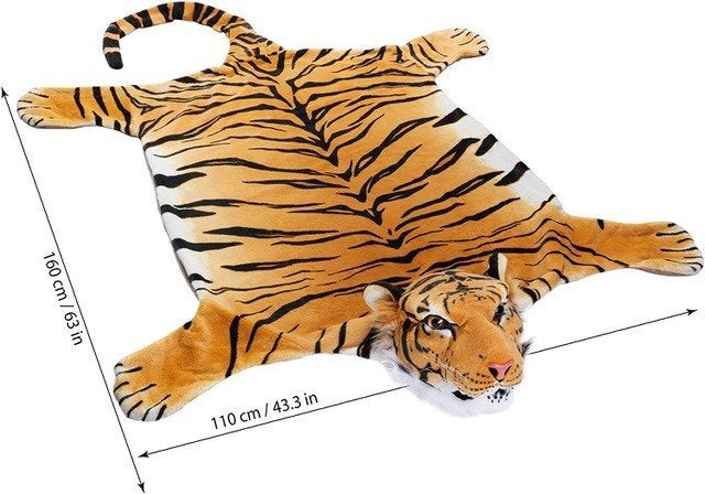 Grote pluche tijger vloerkleed / knuffelkleed 160 x 110 cm, Huis en Inrichting, Gebruikt, 100 tot 150 cm, Verzenden, Crème