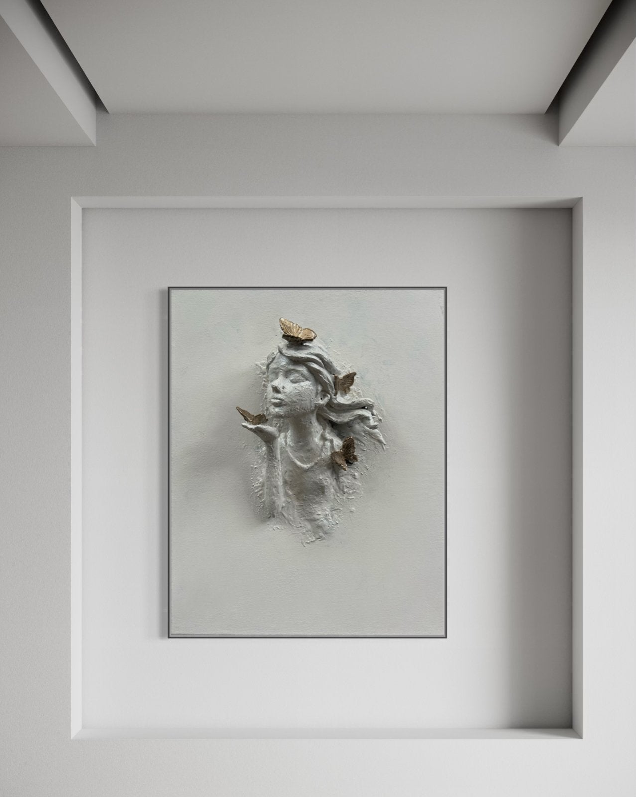 - Vrouw met vlinders, Handgemaakt, Wanddecoratie, Overige materialen, Modern