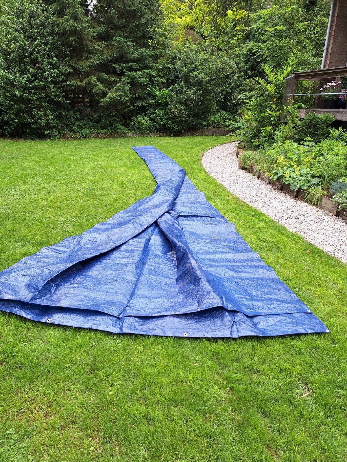 Blauw XXL-afdekzeil - stevig en waterdicht, Ophalen, Gebruikt, 15 m² of meer, Zeil