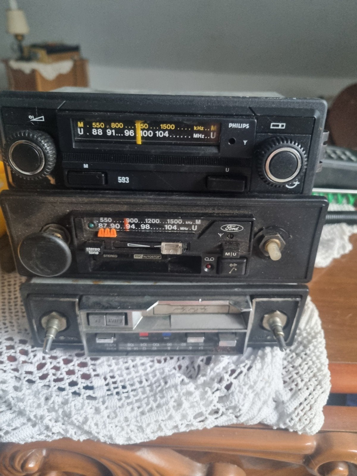 Vintage autoradio's: Philips en Ford, Auto diversen, Ophalen of Verzenden, Gebruikt