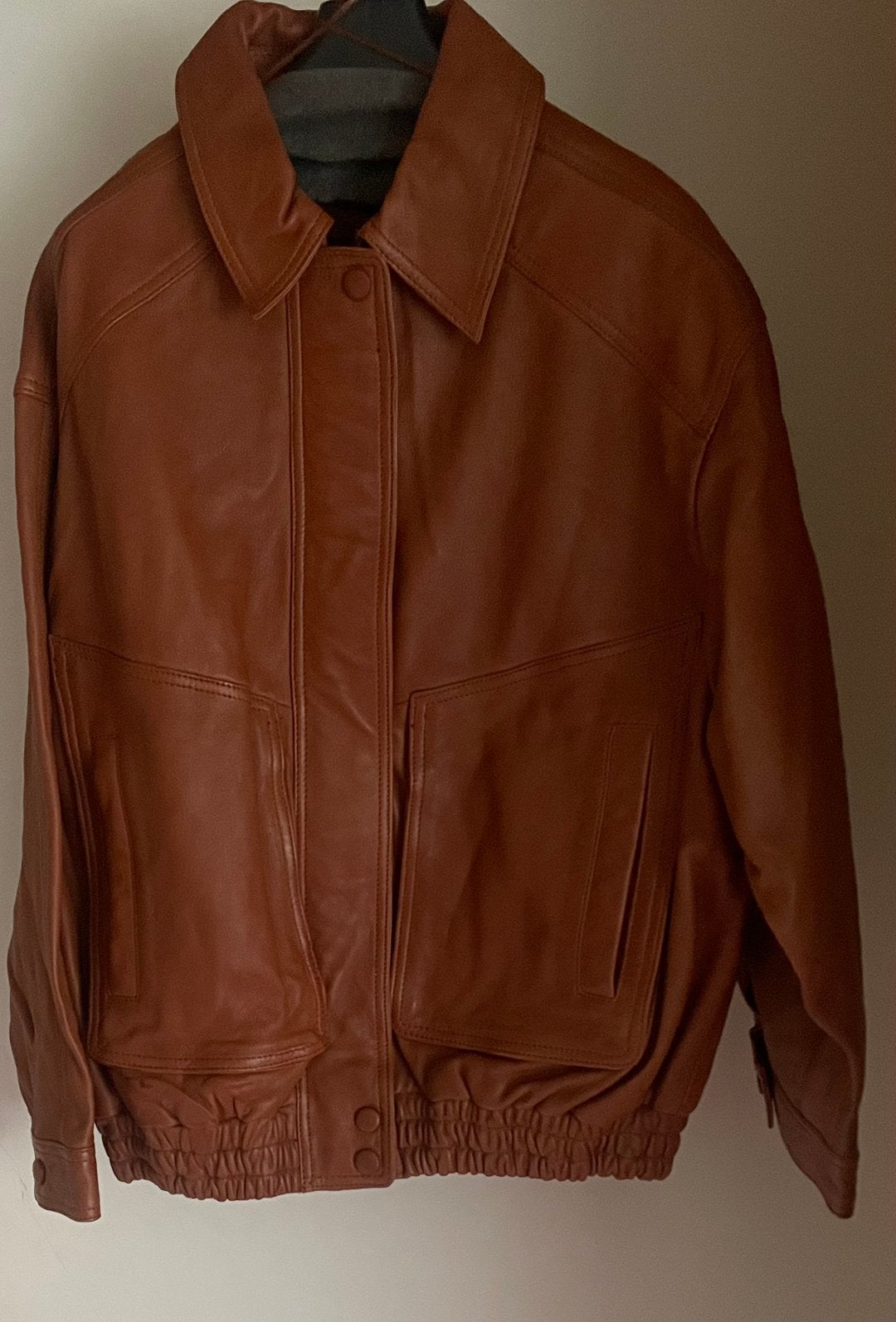 Mango oversized leren jack, Ophalen of Verzenden, Nieuw, Maat 38/40 (M), Bruin