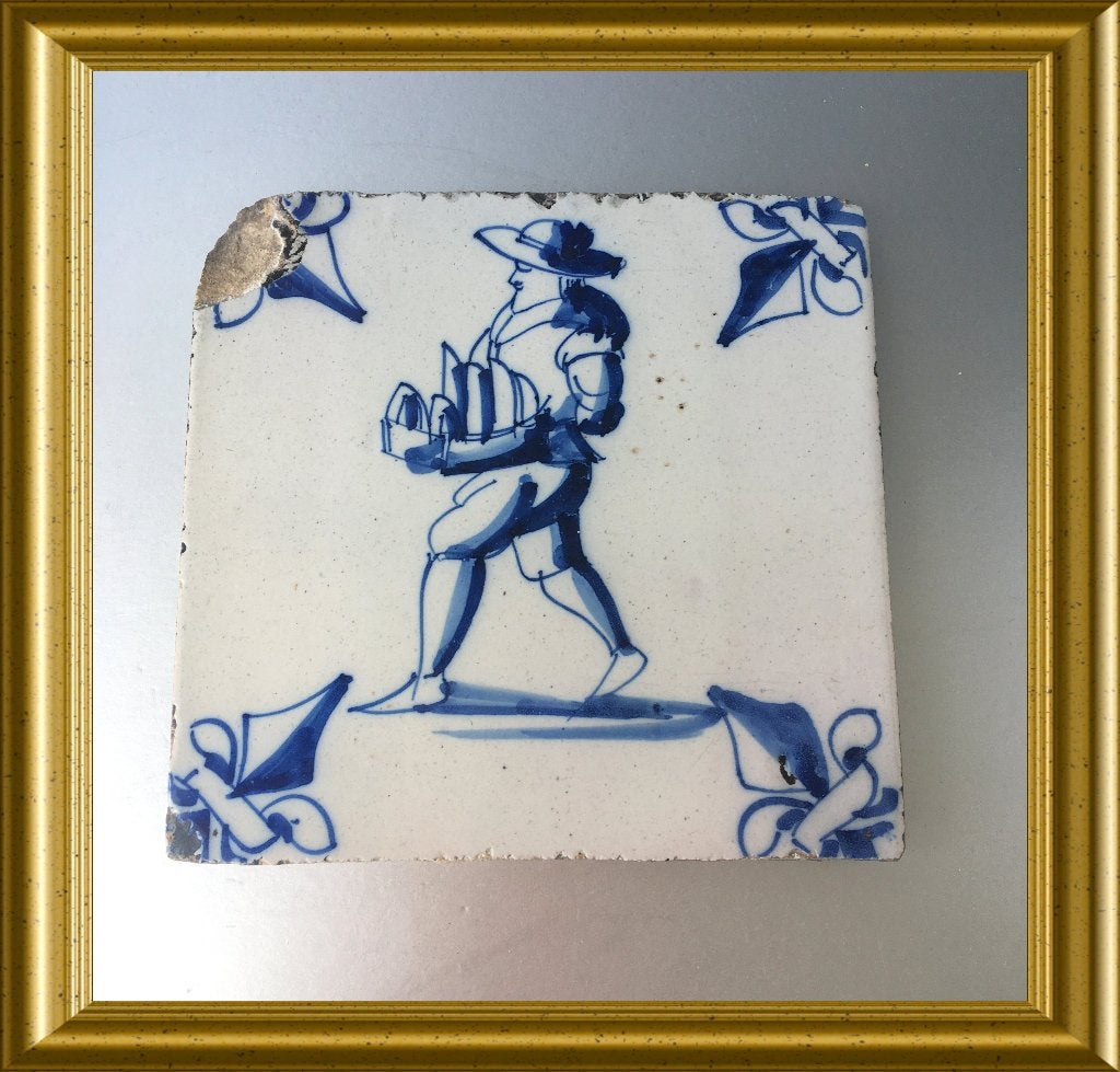 Antieke tegel: koopman/ handelaar, Ophalen of Verzenden