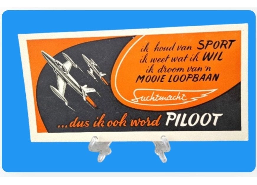 Luchtmacht ✈️ 2 oude reclamebuvards 🟠 jaren 1950, Ophalen of Verzenden, Luchtmacht, Overige gebieden, Foto of Poster