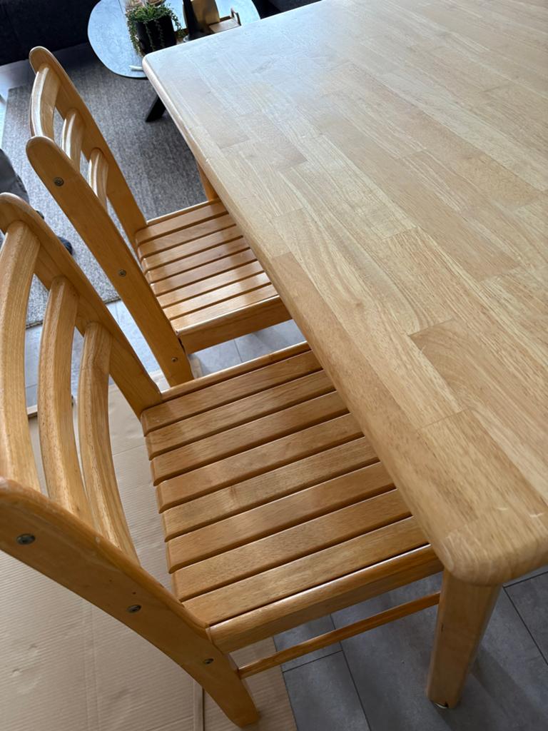 Eikenhouten eettafel met 4 stoelen, Ophalen, Gebruikt, Eikenhout, Vier personen