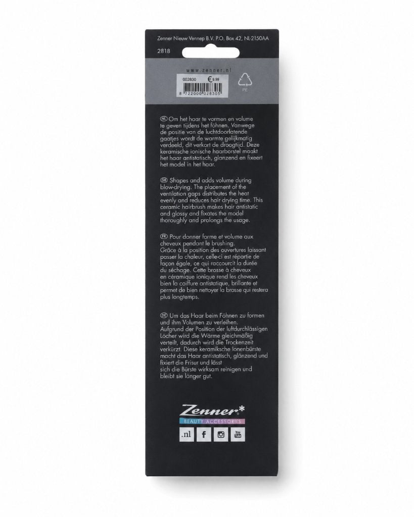 Zenner Tom Sebastian volumizing föhnborstel -  keramisch, ., Nieuw, Ophalen of Verzenden, .