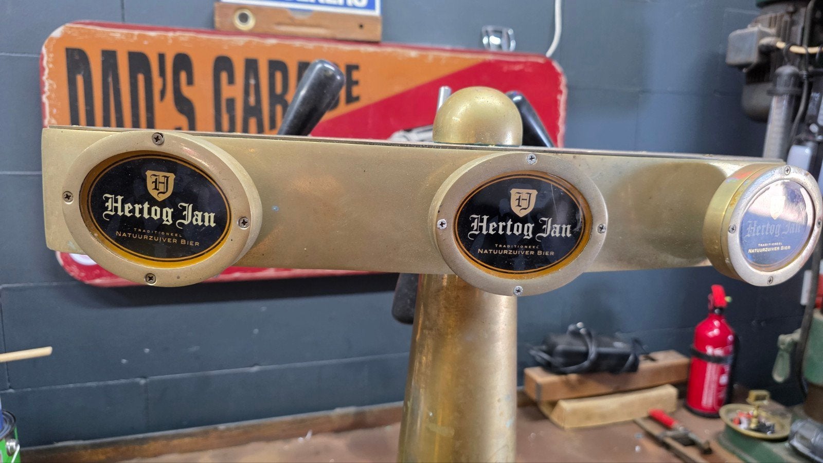 Hertog Jan Tapzuil met 3 Kranen en Verlichting, Verzamelen, Biermerken, Ophalen, Gebruikt, Overige typen, Hertog Jan