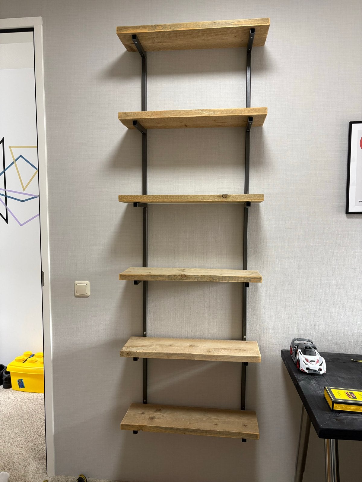 Wandrek met steigerhout planken - 180 cm lang, Ophalen, Gebruikt