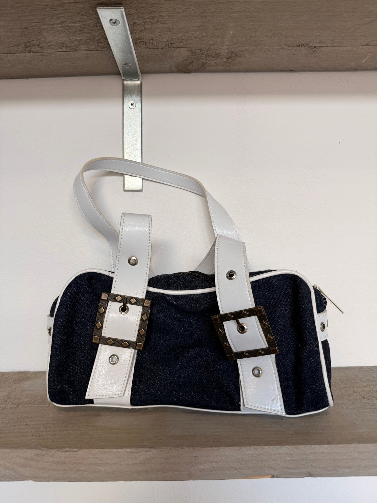 Denim handtas blauw/wit – Y2K vintage stijl, Ophalen of Verzenden, Zo goed als nieuw, Blauw, Handtas