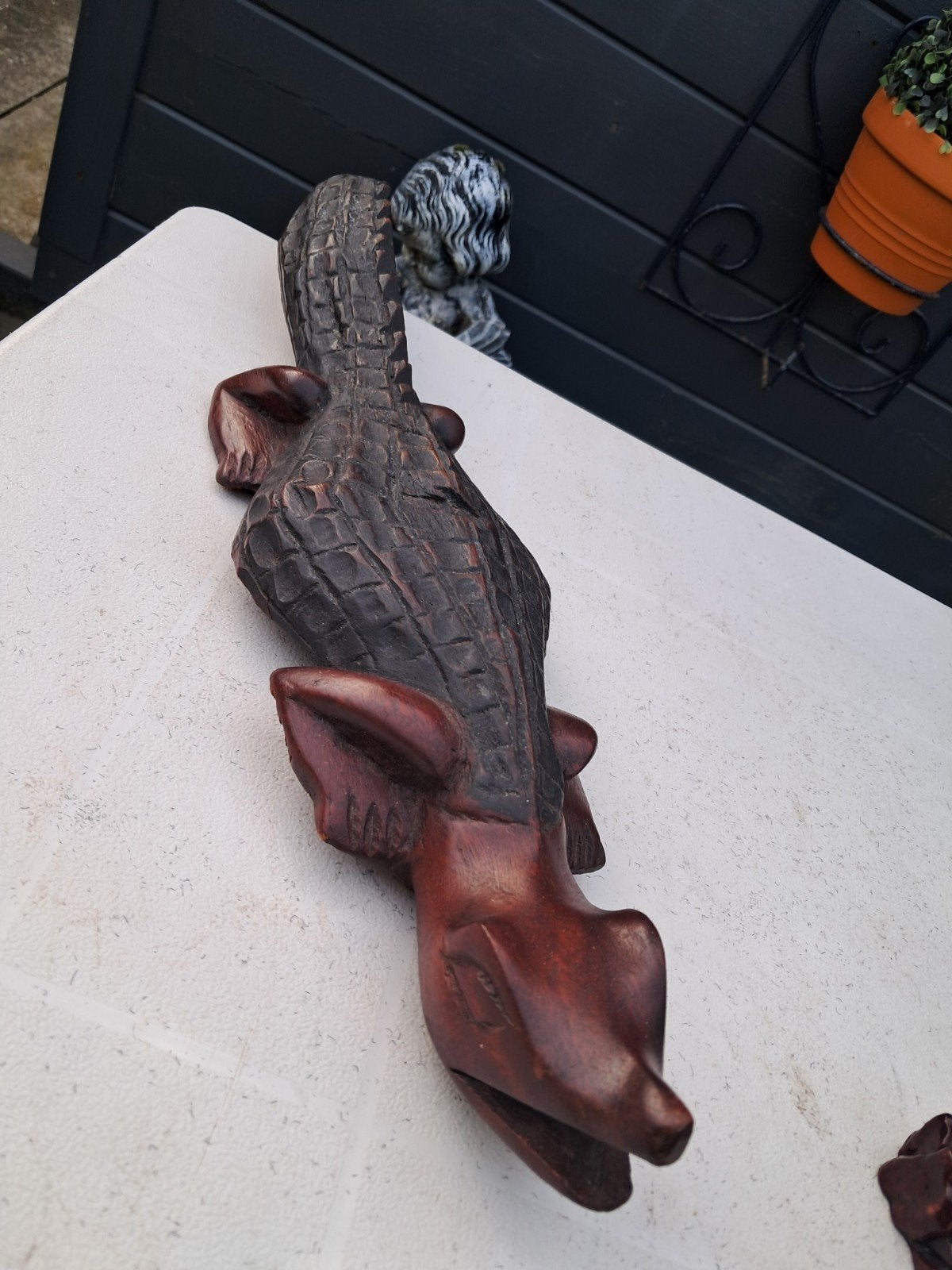 Aziatisch krokodil houtsnijwerk voor aan de muur, Antiek en Kunst, Overige onderwerpen, Houtsnijwerk, Ophalen of Verzenden, Handgemaakt
