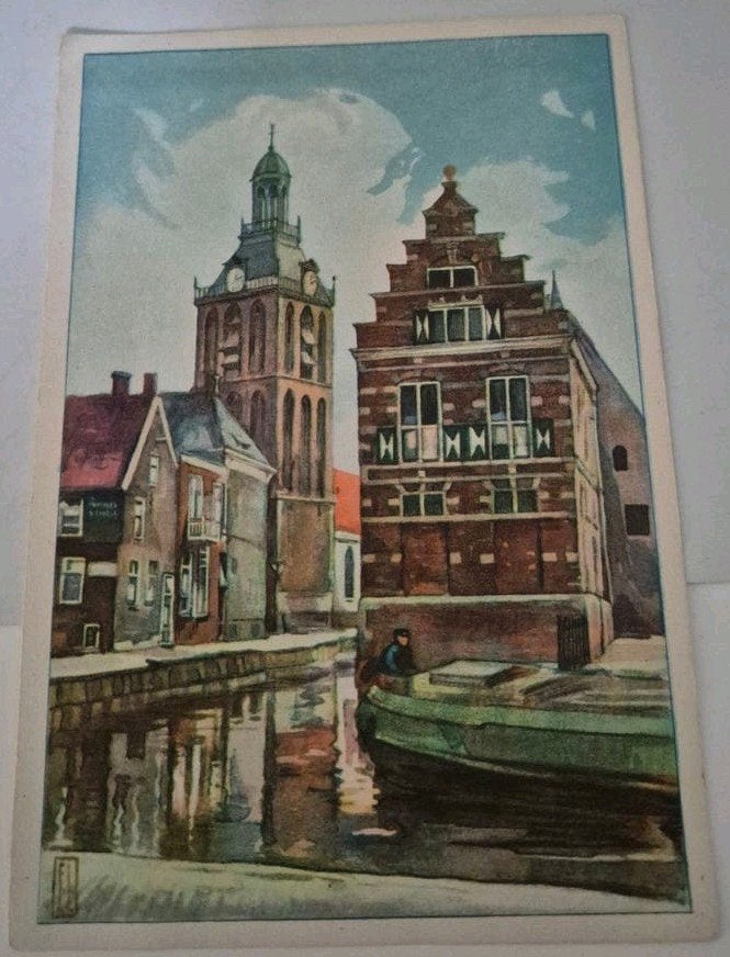 Verzamelplaat prent Kerk te Meppel - Firma Jac. Hommes, Ophalen of Verzenden, Zo goed als nieuw, Gebouw, Prent