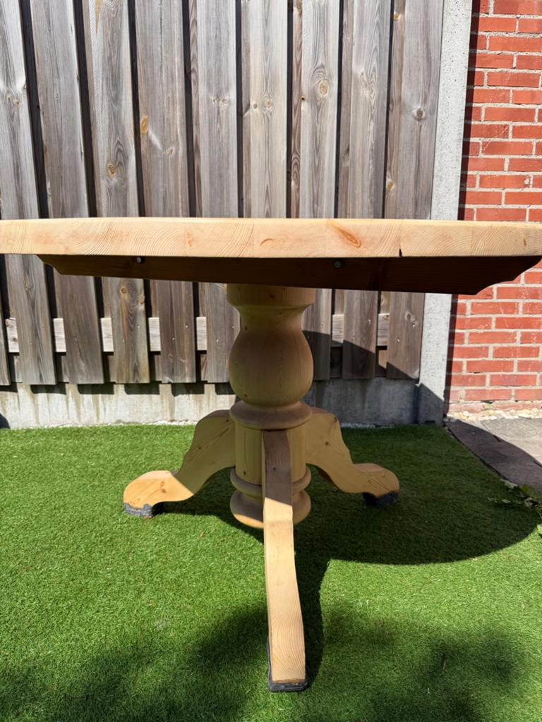 Massief houten ronde eettafel, Huis en Inrichting, Tafels | Eettafels, Ophalen, Gebruikt, 100 tot 150 cm, Vijf personen of meer