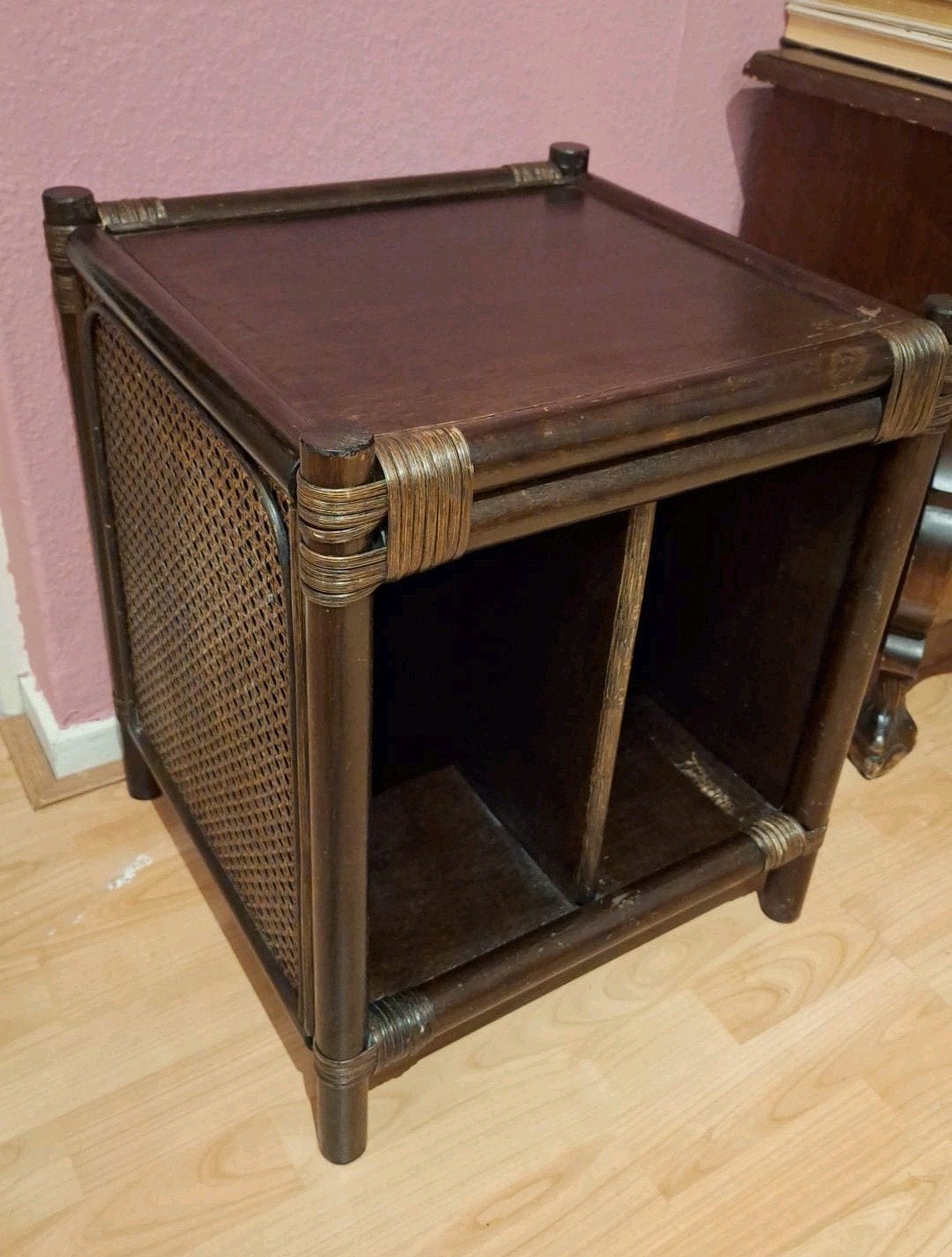 Vintage Bohemian rotan/manou platenspeler kastje, Ophalen