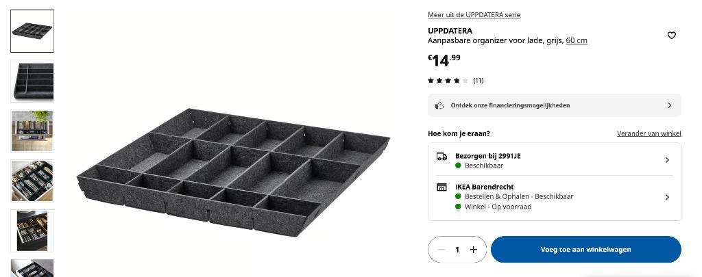 UPPDATERA Lade inrichting ikea 60cm, Ophalen of Verzenden, Zo goed als nieuw