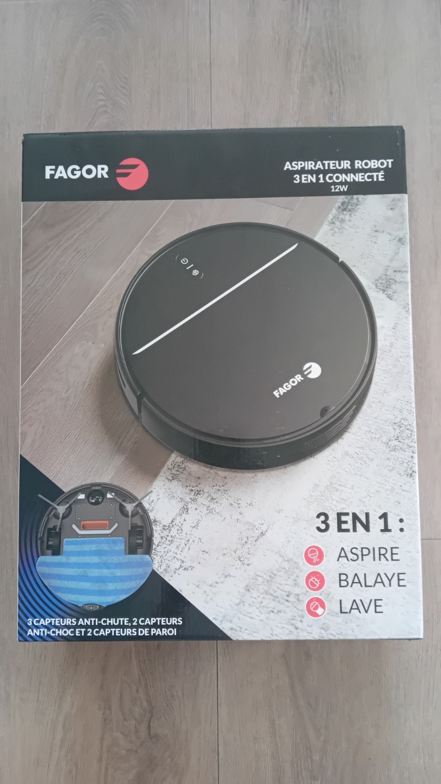 NIEUW!! Robotstofzuiger Fagor FGR200 Type 3-in-1 Zwart, Ophalen of Verzenden, Robotstofzuiger