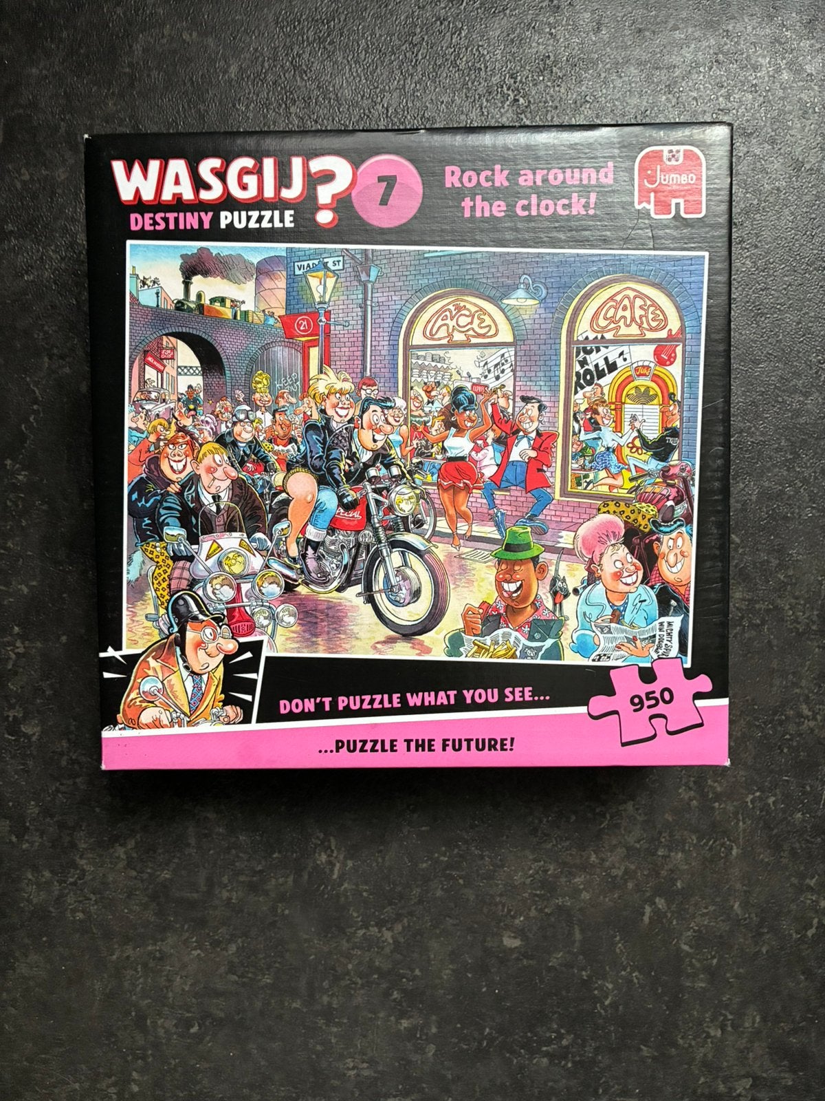 Wasgij destiny 7 rock around the clock 950 stukjes, Ophalen of Verzenden, 500 t/m 1500 stukjes, Zo goed als nieuw, Legpuzzel