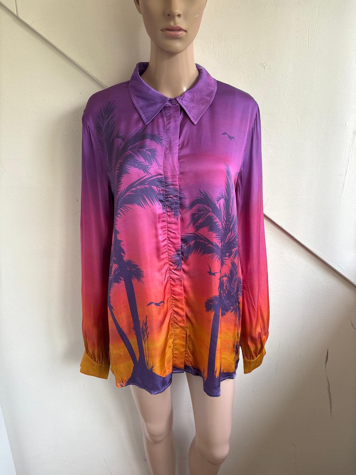 Berenice blouse maat L paars oranje eoos palm palmboom, Kleding | Dames, Ophalen of Verzenden, Zo goed als nieuw, Maat 42/44 (L)
