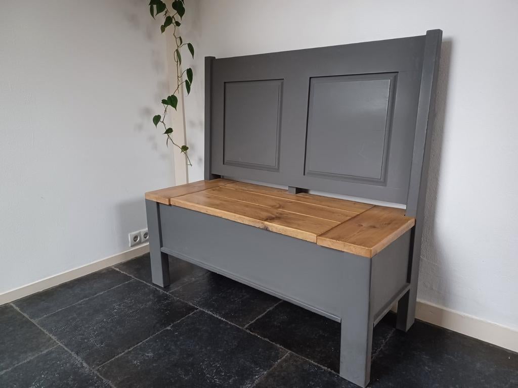 Klepbank steigerhout, Ophalen, Zo goed als nieuw, Rechte bank, Minder dan 150 cm