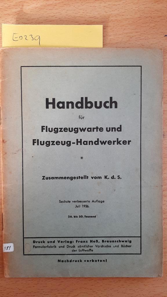 Handbuch Flugzeugwarte/Handwerker (Luftwaffe 1936), Verzamelen, Militaria | Tweede Wereldoorlog, Ophalen of Verzenden, Luchtmacht