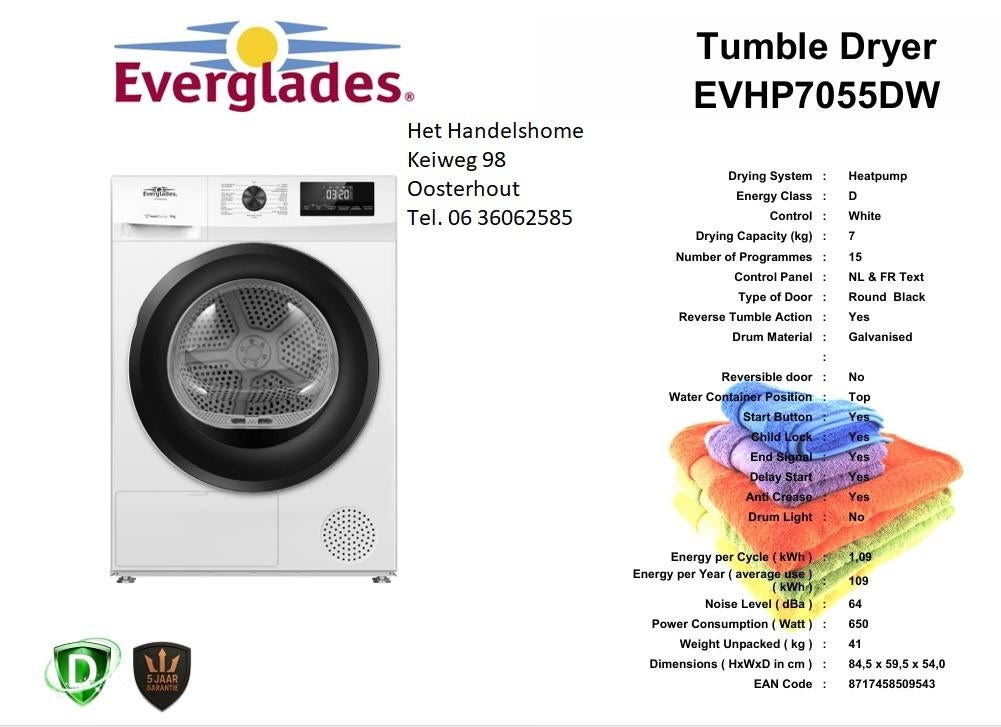 Diverse zuinige WP drogers met fabr. gar. voor actieprijs, Witgoed en Apparatuur, Wasdrogers, Ophalen, Overige typen, 8 tot 10 kg