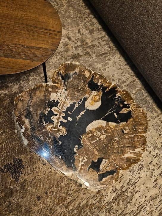 Salontafel bijzettafel versteend hout patrified wood, Huis en Inrichting, Tafels | Salontafels, 50 tot 100 cm, Nieuw, Minder dan 50 cm