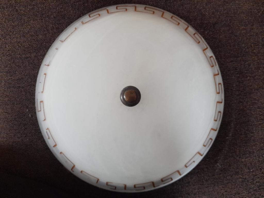 Griekse Stijl Plafondlamp / Plafonnière - 30cm, Ophalen, Gebruikt, Glas, Griekse stijl