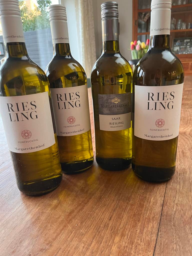 4x liter flessen Riesling wijn, Ophalen of Verzenden, Frankrijk, Champagne