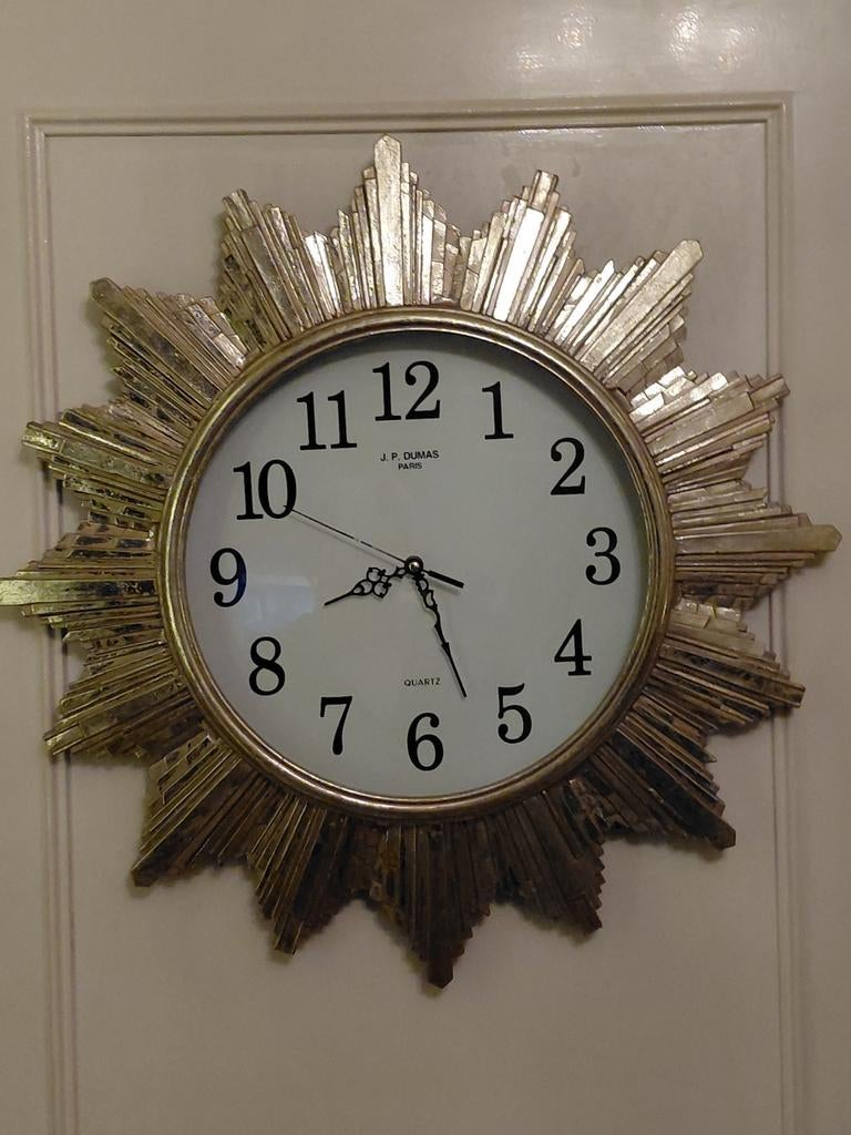 Vergulde Zon  Wandklok - 60cm, Huis en Inrichting, Ophalen of Verzenden, Gebruikt, Analoog, Wandklok