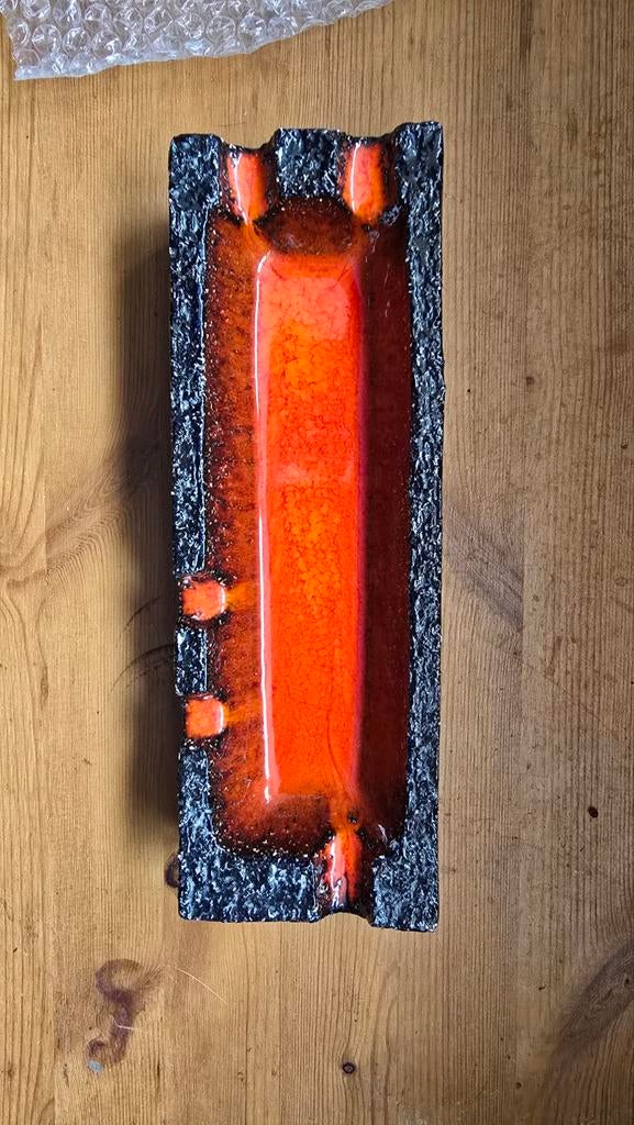 Viantage keramische asbak oranje/zwart, Ophalen of Verzenden