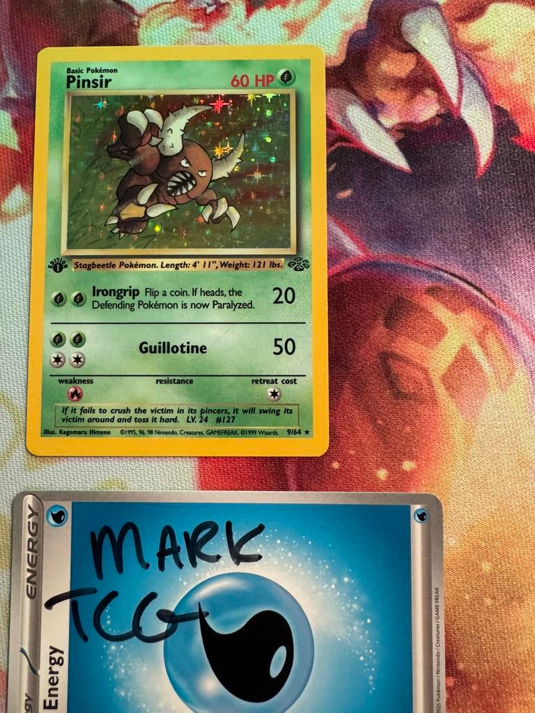 pinsir 9/64 1st holo, Hobby en Vrije tijd, Verzamelkaartspellen | Pokémon, Zo goed als nieuw, Ophalen of Verzenden