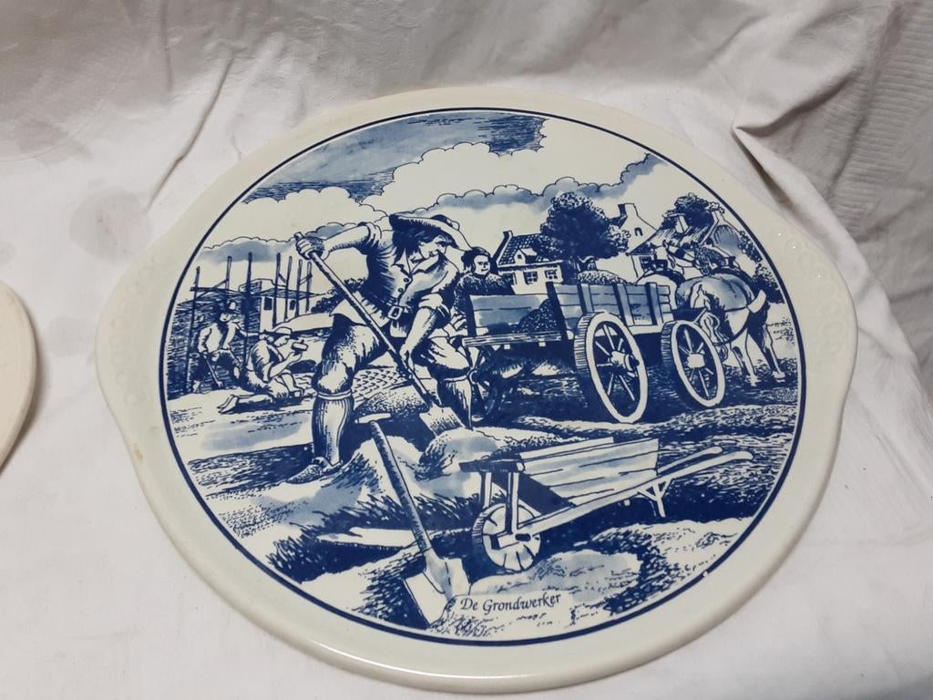 Delfts blauwe vla schotel - De Grondwerker, Ophalen of Verzenden