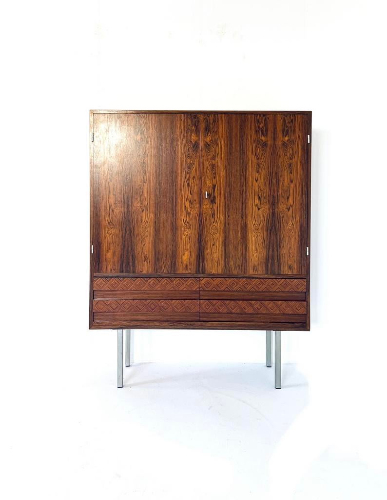 Vintage Pallisander highboard, jaren ‘60, Huis en Inrichting, Overige houtsoorten, 100 tot 150 cm, Met lade(s), Ophalen of Verzenden