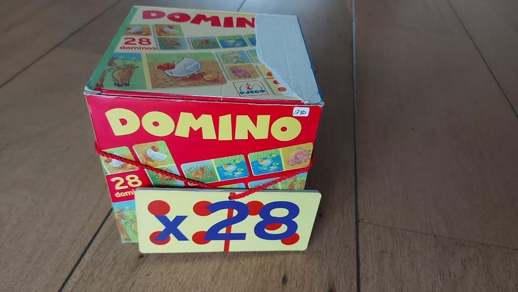 Djeco boerderijdieren domino. 28 Stuks, Ophalen of Verzenden, Zo goed als nieuw