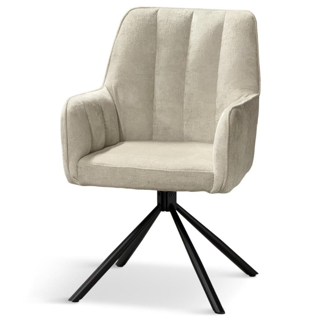 Armstoel Floki en beige en greige stof **Direct leverbaar**, Huis en Inrichting, Stoelen, Overige kleuren, Nieuw, Ophalen of Verzenden