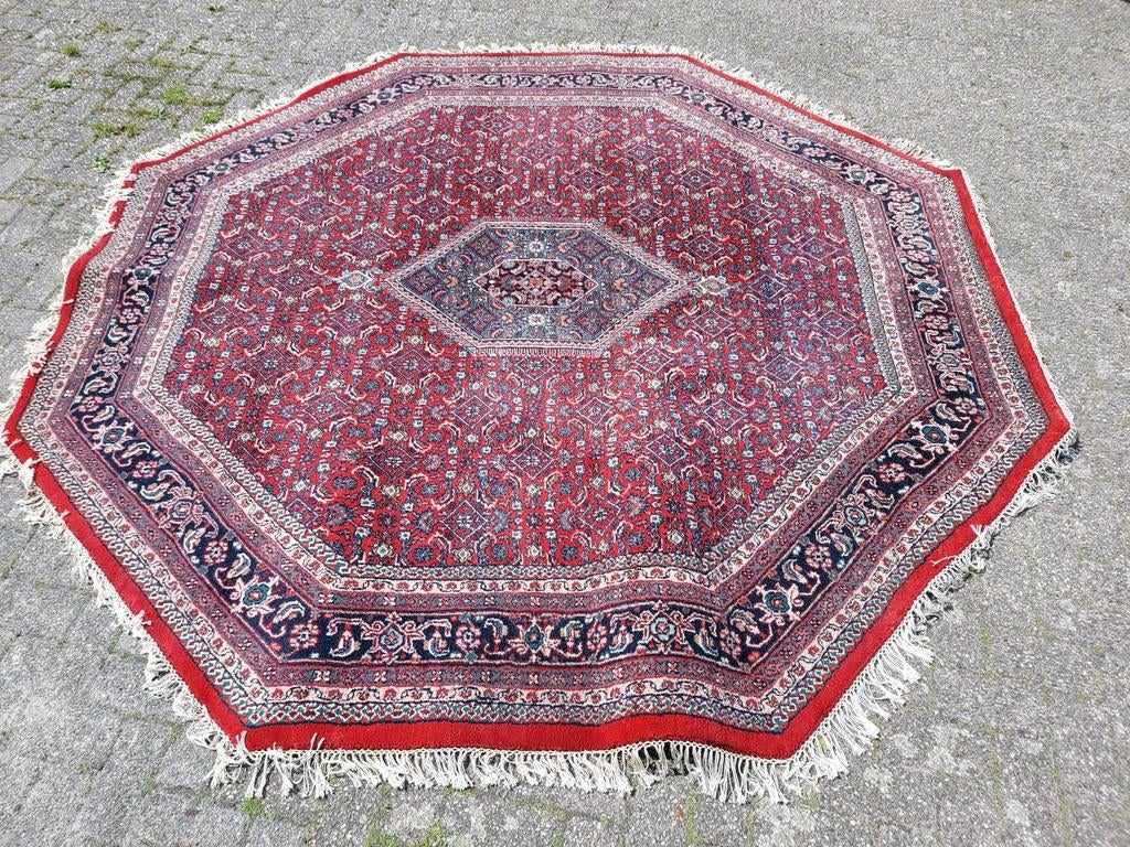 Vloerkleed 8 hoekig  260 doorsnede rood als basis, Huis en Inrichting, Stoffering | Tapijten en Kleden, Ophalen, Rond, 200 cm of meer