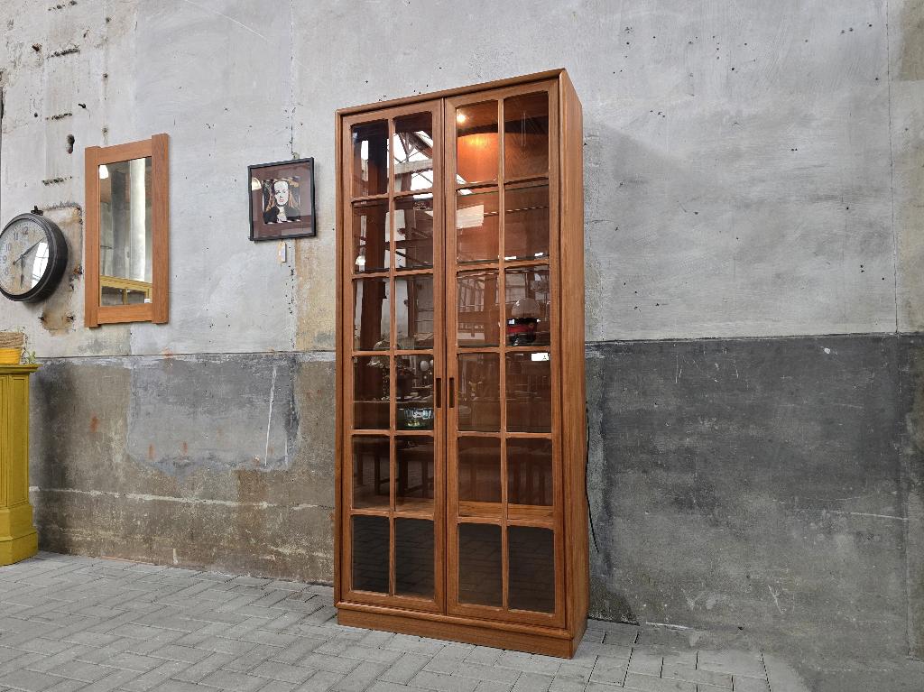 Vintage Jaren 80 Design Vitrine Kast | Teak Wandmeubel 2