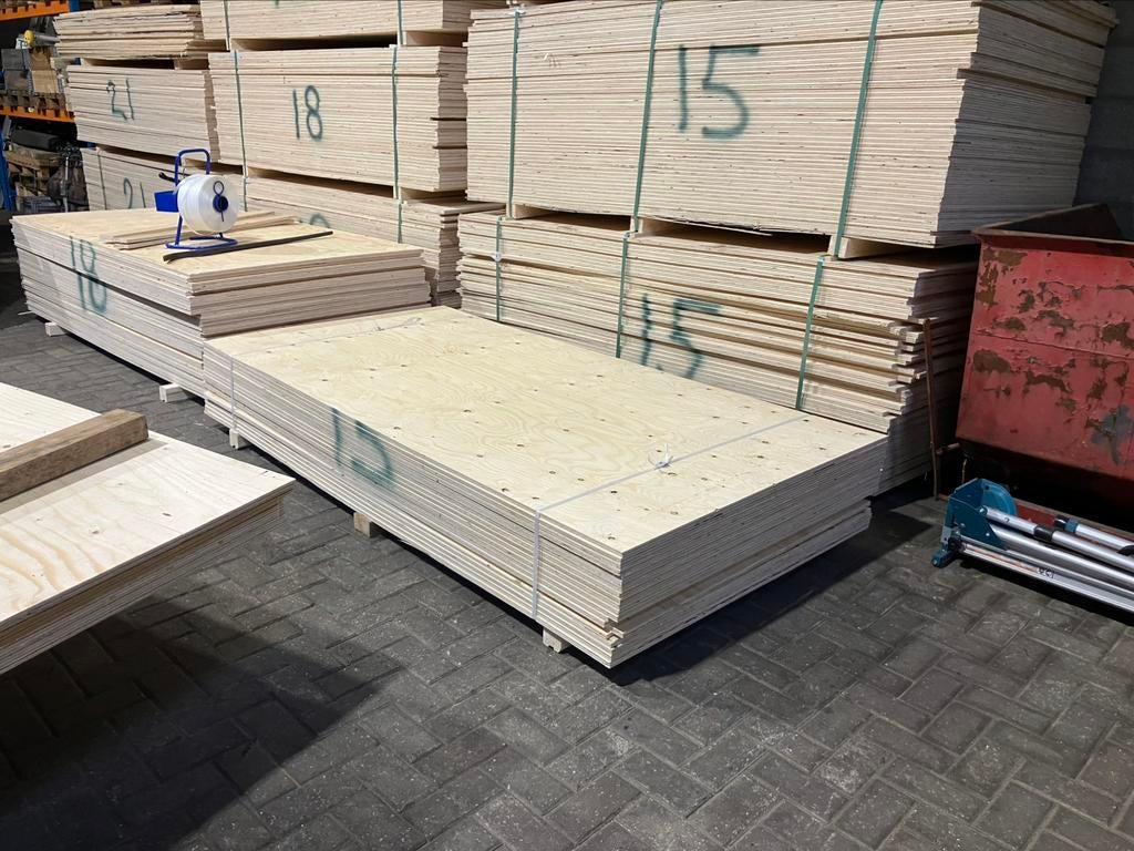 €18,50 per PLAAT: Underlayment 21mm (ook 15mm 18mm) B-keus, Ophalen, Multiplex, 20 tot 50 mm, Nieuw
