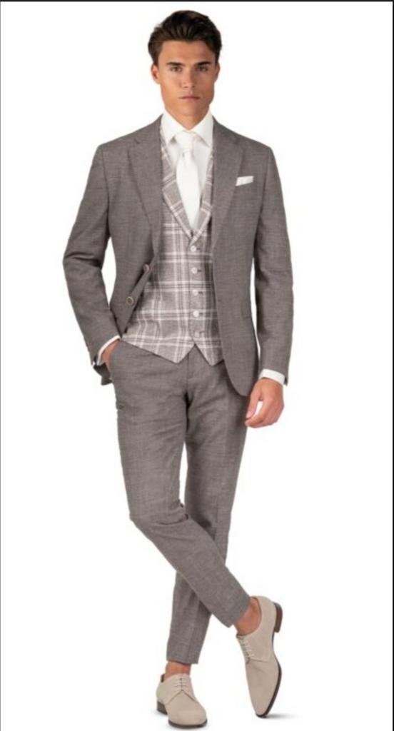 Trouwpak maat 48 Roka bruin., Kleding | Heren, Ophalen of Verzenden, Maat 48/50 (M), Bruin
