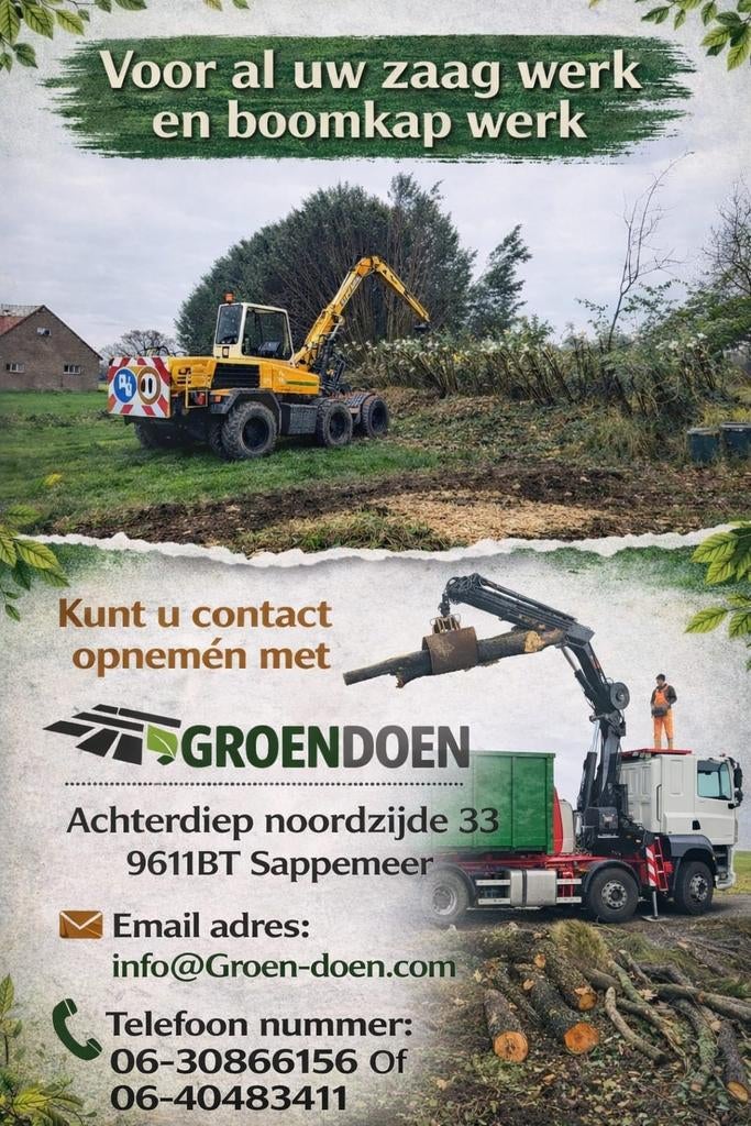 Gratis offerte voor al u zaag werk en boomkap werk