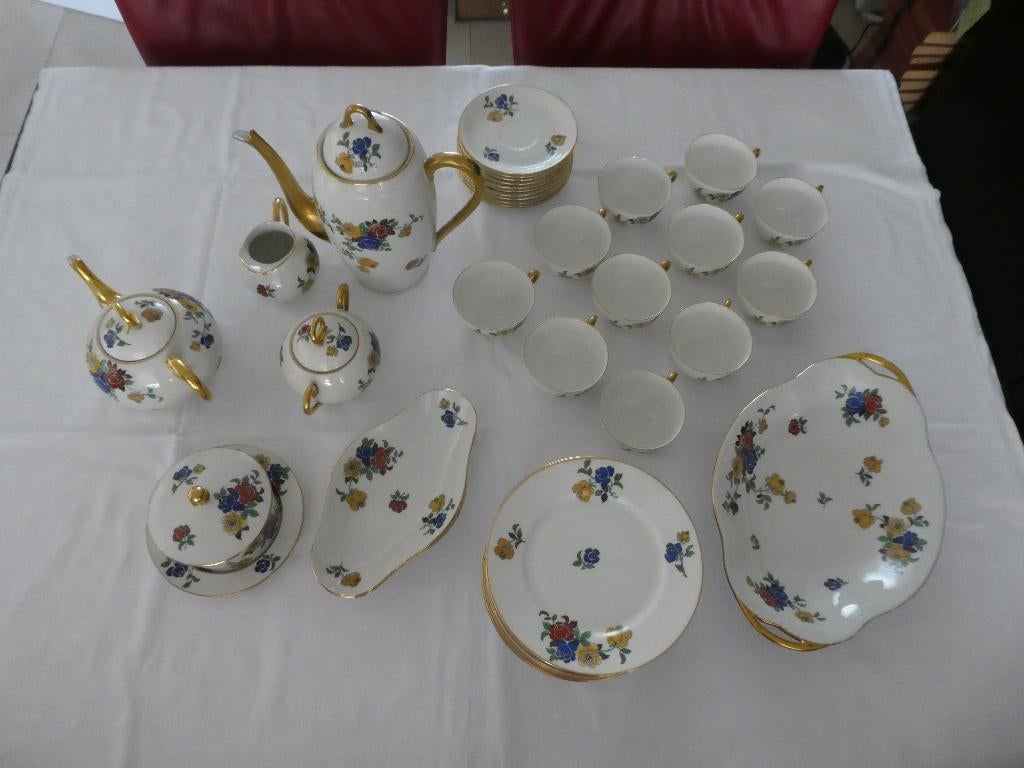 antiek servies Limoges France koffie thee ontbijt  compleet, Ophalen
