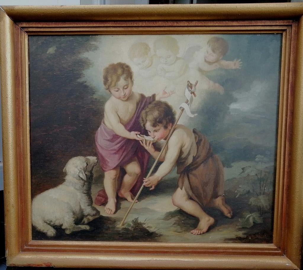 murillo olieverf op plaat, Antiek en Kunst, Ophalen of Verzenden