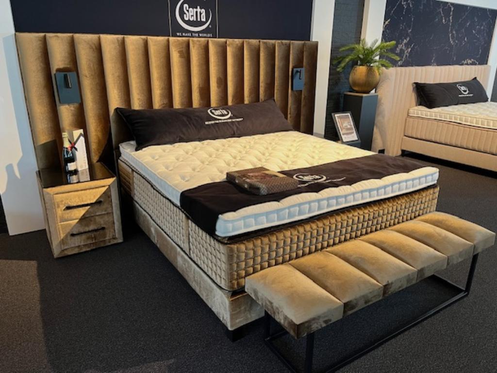 Demo: Serta boxspring Tube XL incl. nachtkasten en bedbank, Overige kleuren, Ophalen of Verzenden, 180 cm, 200 cm