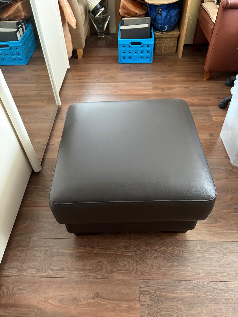 Hocker bruin leder, Ophalen, Vierkant, Leer, 50 tot 75 cm