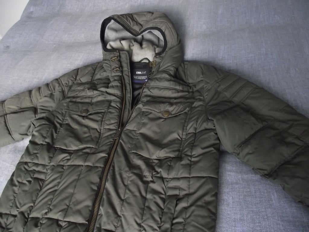 legergroen jack capuchon rits blok gewatteerd Coolcat jas XL, Maat 56/58 (XL), Ophalen of Verzenden, Groen, Coolcat