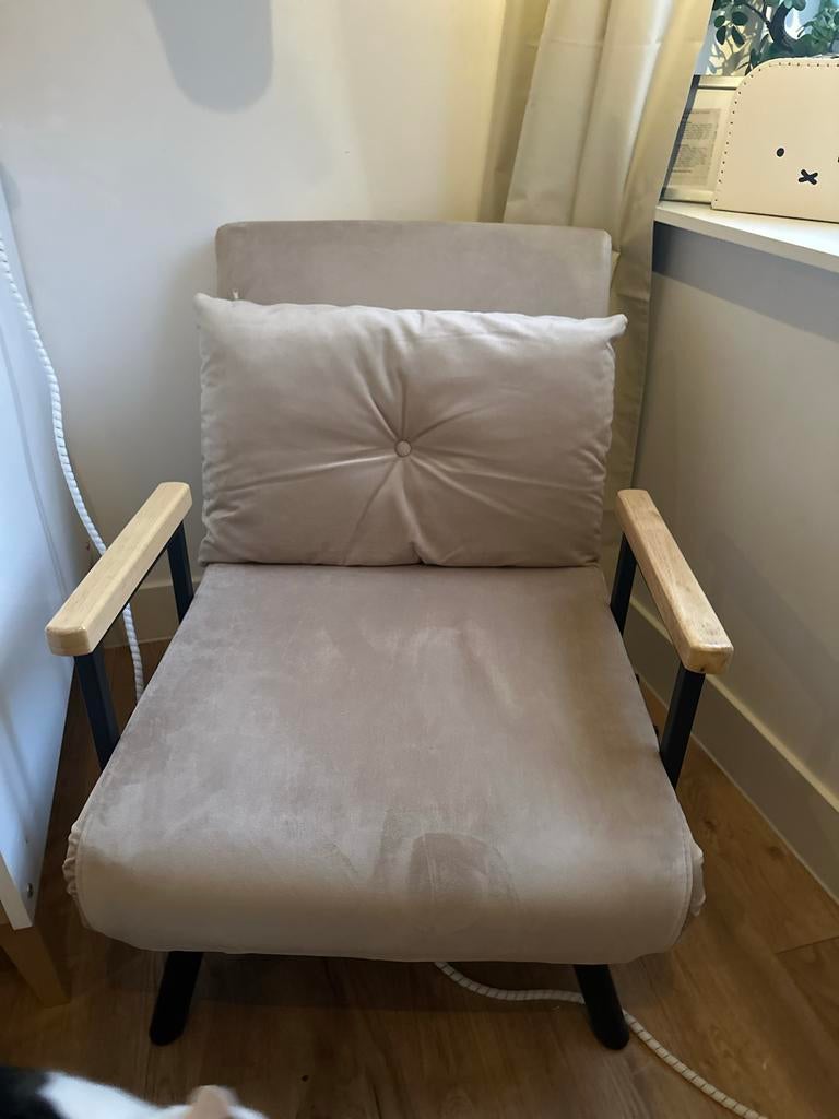 Granmaison Uitklapbare Slaapstoel, Ophalen, 90 cm, Eenpersoons, Beige