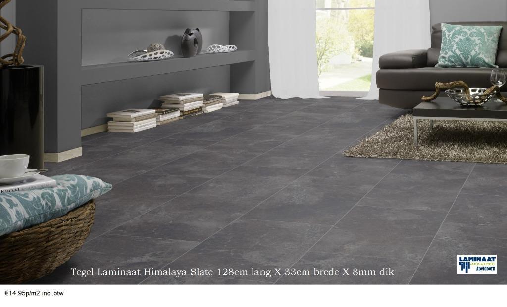 Tegel Laminaat Antraciet Himalaya 138cm lang X 32,6cm breed, Huis en Inrichting, Stoffering | Vloerbedekking, 75 m² of meer, Zwart